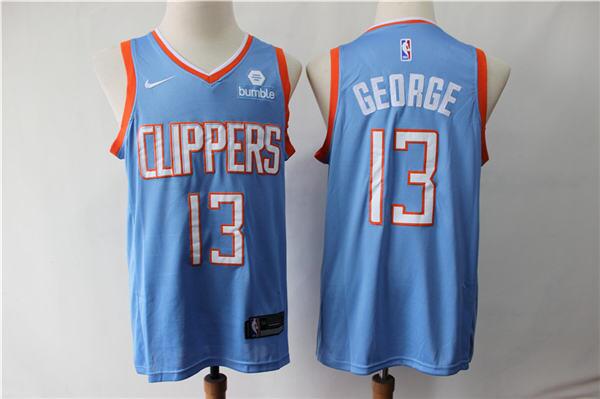 Men's Los Angeles Clippers #13 Paul George Blue Stitched NBA Jersey